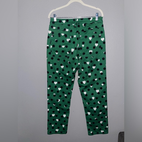 Anthropologie Maeve The Cigarette Slim Heart Printed Jeans Green Size 30 - Picture 7 of 8